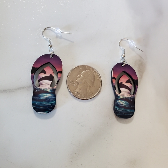 Jumping Dolphins Flip Flop Earrings - Picture 5 of 7